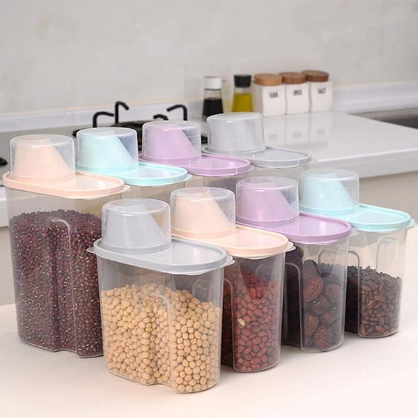 storage bottles & jars 1.9l 2.5l pp food box plastic clear container set with pour lids kitchen dried grains tank 
storage bottles & jars 1.9l 2.5l pp food box plastic clear container set with pour lids kitchen dried grains tank