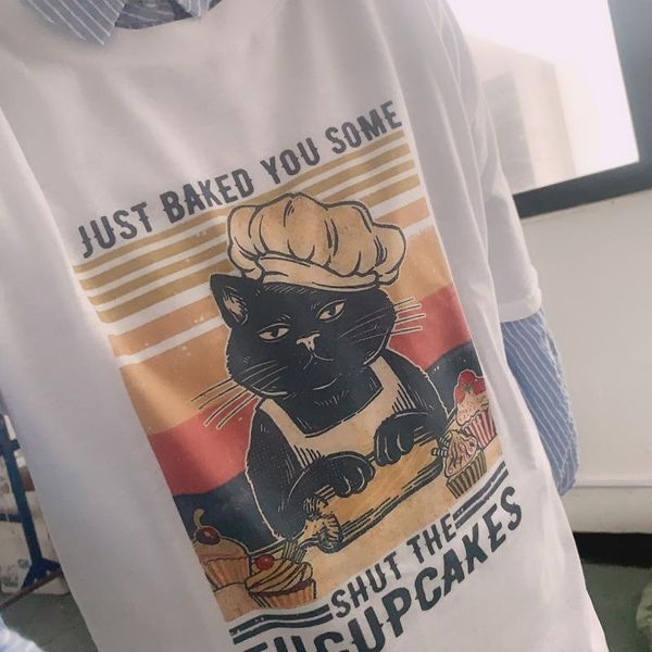 women's t-shirt vip hjn i just baked you some shut the fucupcakes retro cat shirt style vintage summer tees, White
women's t-shirt vip hjn i just baked you some shut the fucupcakes retro cat shirt style vintage summer tees, White