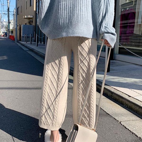 women knitted thicken pants straight elastic high waist female loose trousers 2021 autumn winter warm ladies casual pant women's & capr, Black;white
women knitted thicken pants straight elastic high waist female loose trousers 2021 autumn winter warm ladies casual pant women's & capr, Black;white