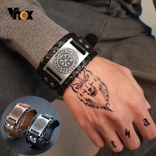 tennis vnox men's stylish viking leather wrap bracelets rock punk compass charm male wrist jewelry length adjustable, Golden;silver
tennis vnox men's stylish viking leather wrap bracelets rock punk compass charm male wrist jewelry length adjustable, Golden;silver