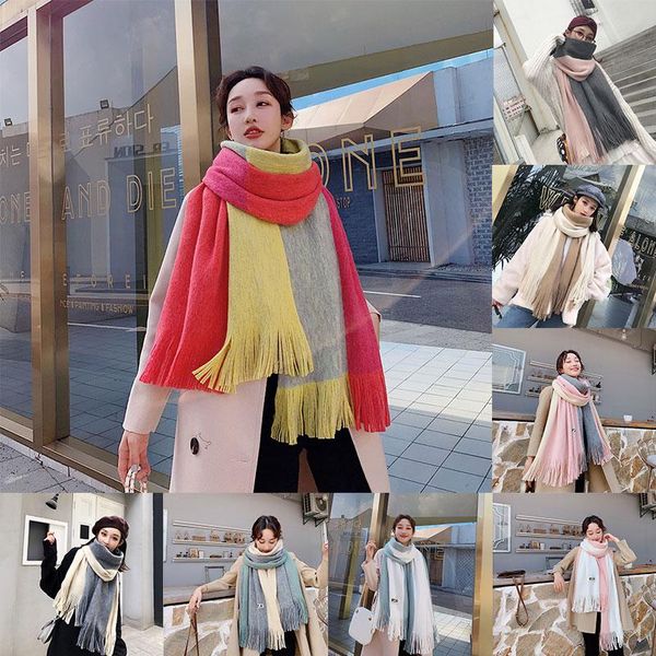 scarves fashion couple long thicken shawl imitation cashmere soft warm with tassel scarf splicing color women men knitted, Blue;gray
scarves fashion couple long thicken shawl imitation cashmere soft warm with tassel scarf splicing color women men knitted, Blue;gray