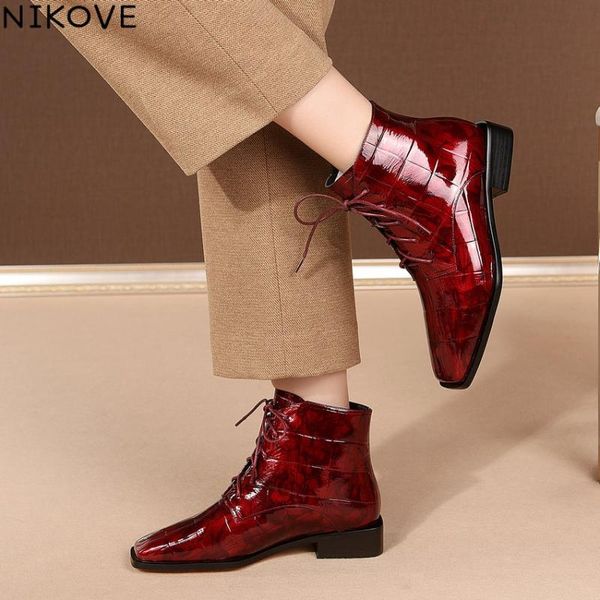 boots nikove 2021 ankle square toe cow patent leather women shoes autumn winter heel lace up ladies short size34-41, Black
boots nikove 2021 ankle square toe cow patent leather women shoes autumn winter heel lace up ladies short size34-41, Black