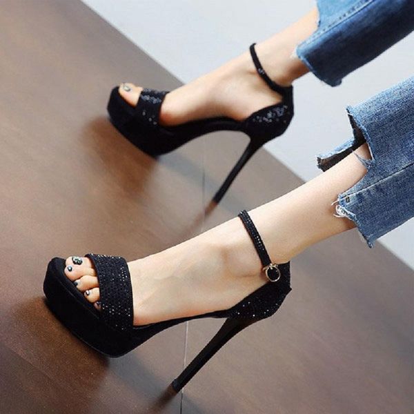 dress shoes one word buckle women's 2021 fashion open toe rhinestone stiletto sandals waterproof platform super high heels, Black
dress shoes one word buckle women's 2021 fashion open toe rhinestone stiletto sandals waterproof platform super high heels, Black