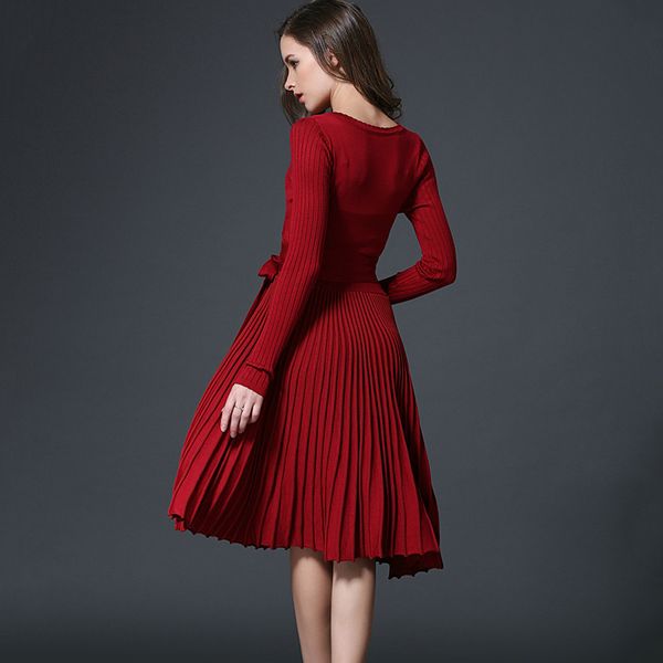 factory1cn1 sleeve slim spring and autumn wear v-neck pleated knitted dress women's long skirt, White;black
factory1cn1 sleeve slim spring and autumn wear v-neck pleated knitted dress women's long skirt, White;black