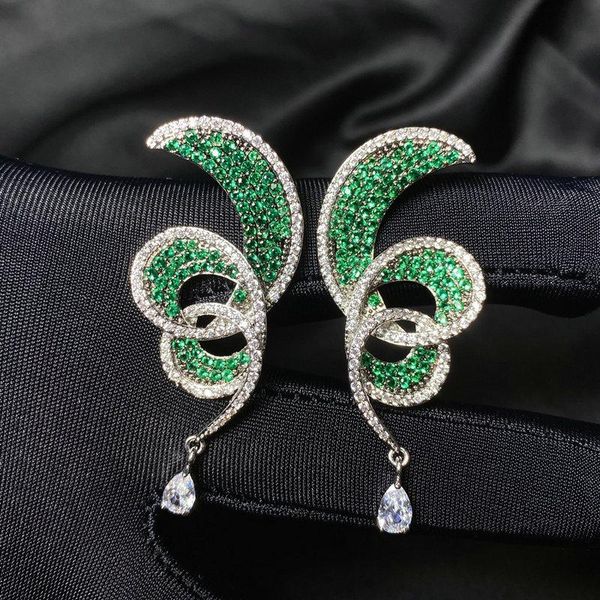 dangle & chandelier bilincolor fashion zircon green spring spiral unique earring for women, Silver
dangle & chandelier bilincolor fashion zircon green spring spiral unique earring for women, Silver
