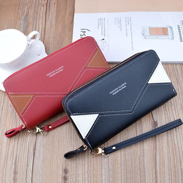 wallets women purse fashion double zipper vintage large capacity handbag layer korean contrast leather mobile bag female wallet, Red;black
wallets women purse fashion double zipper vintage large capacity handbag layer korean contrast leather mobile bag female wallet, Red;black