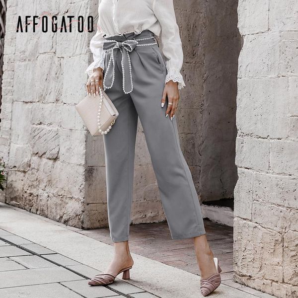 women's pants & capris affogatoo casual ruffle high waist women autumn office belt long straight suit elegant pocket fashion ladies bot, Black;white
women's pants & capris affogatoo casual ruffle high waist women autumn office belt long straight suit elegant pocket fashion ladies bot, Black;white