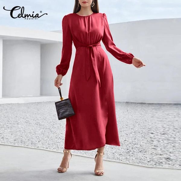 casual dresses celmia office puff long sleeve party dress women bandage maxi elegant round neck vestidos fashion satin robes, Black;gray
casual dresses celmia office puff long sleeve party dress women bandage maxi elegant round neck vestidos fashion satin robes, Black;gray
