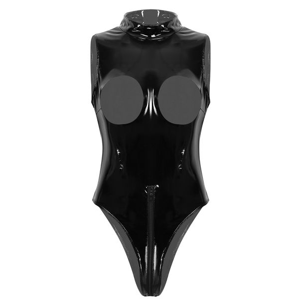 pvc patent leather bodysuit women high cut thong zipper open crotch hollow bust erotic lingerie leotard costumes latex catsuit, Black;white
pvc patent leather bodysuit women high cut thong zipper open crotch hollow bust erotic lingerie leotard costumes latex catsuit, Black;white