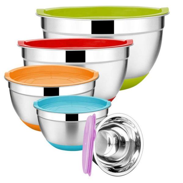 stainless steel mixing bowls 18-26cm diameter metal nesting with colorful airtight lids non-slip bottoms
stainless steel mixing bowls 18-26cm diameter metal nesting with colorful airtight lids non-slip bottoms