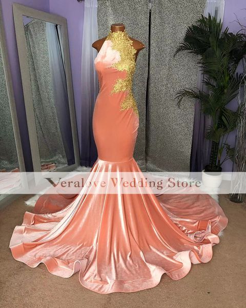 halter mermaid prom dresses velvet gold lace girl formal evening gowns robe de soirée femme, Black
halter mermaid prom dresses velvet gold lace girl formal evening gowns robe de soirée femme, Black