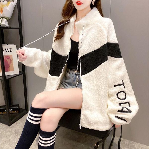 women's trench coats lambskin sweater cashmere thickened autumn winter korean net red ins large loose zipper cardigan coat top, Tan;black
women's trench coats lambskin sweater cashmere thickened autumn winter korean net red ins large loose zipper cardigan coat top, Tan;black