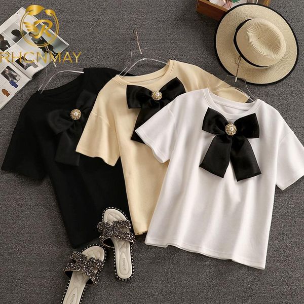 summer fashion streetwear short sleeve pearls beading neck big bow oversize t-shirt women tees dress lady women's, White
summer fashion streetwear short sleeve pearls beading neck big bow oversize t-shirt women tees dress lady women's, White