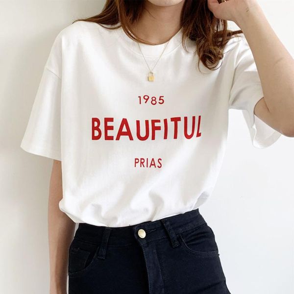 women's t-shirt white red short sleeve alphabet simple round neck ladies fashion summer fashionable loose chic tee
women's t-shirt white red short sleeve alphabet simple round neck ladies fashion summer fashionable loose chic tee