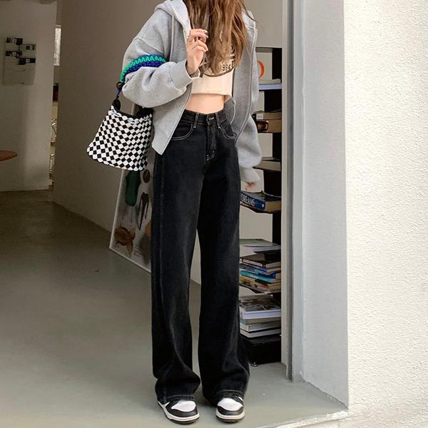 women's jeans open line loose wide leg pants autumn winter high waist dad versatile straight rac, Blue
women's jeans open line loose wide leg pants autumn winter high waist dad versatile straight rac, Blue