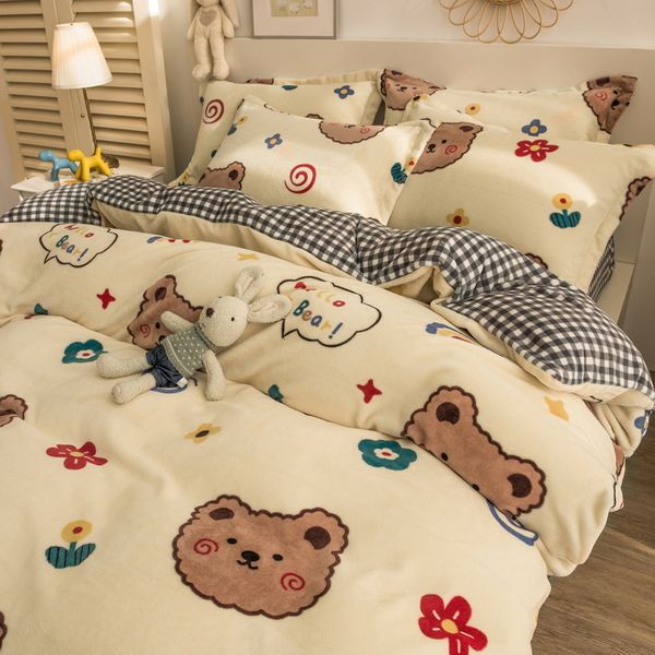 winter cartoon milk veet four thickened coral flannel quilt cover double-sided plush bed sheet three piece set
winter cartoon milk veet four thickened coral flannel quilt cover double-sided plush bed sheet three piece set