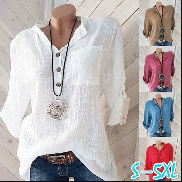 oversized cotton linen autumn casual women blouses long sleeve v neck loose shirt lady plus size s 5xl, White
oversized cotton linen autumn casual women blouses long sleeve v neck loose shirt lady plus size s 5xl, White