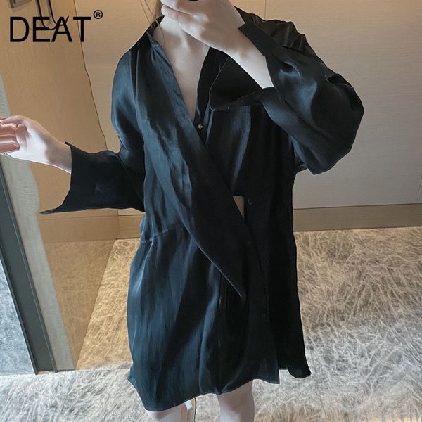 women black irregular placket blouse v-neck long sleeve loose fit shirt fashion tide spring autumn 210421, White
women black irregular placket blouse v-neck long sleeve loose fit shirt fashion tide spring autumn 210421, White