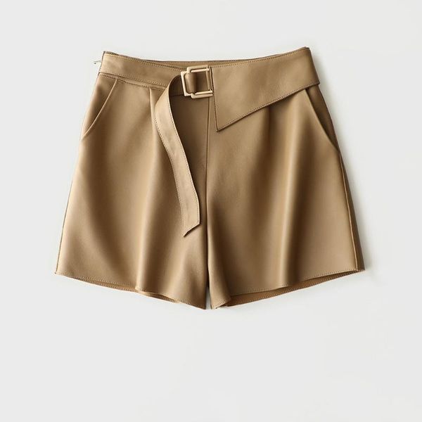 women's shorts women a-line genuine leather high waist real natural sheepskin short pants with non-detachable inregular belt office lad, White;black
women's shorts women a-line genuine leather high waist real natural sheepskin short pants with non-detachable inregular belt office lad, White;black