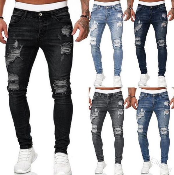 Fashion Europe United States men's JEANS hole Ripped skinny broken style Peans, Blue
Fashion Europe United States men's JEANS hole Ripped skinny broken style Peans, Blue