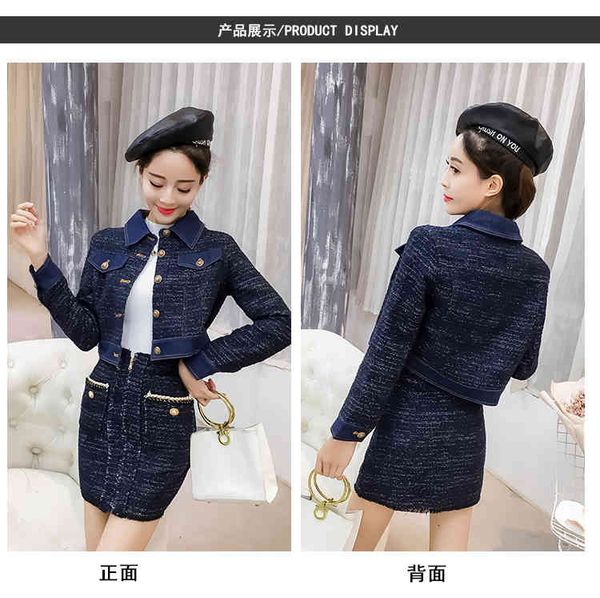 autumn winter ladies gold button tweed denim short jacket coat+women blue tassels bodycon skirt suits wool blend two pieces set, White
autumn winter ladies gold button tweed denim short jacket coat+women blue tassels bodycon skirt suits wool blend two pieces set, White