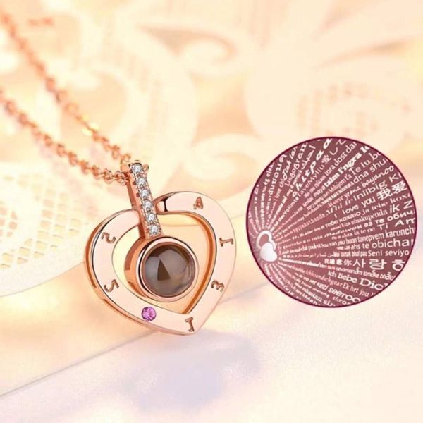 pendant necklaces round/heart necklace for women with unique projection function 100 language "i love you", Silver
pendant necklaces round/heart necklace for women with unique projection function 100 language "i love you", Silver