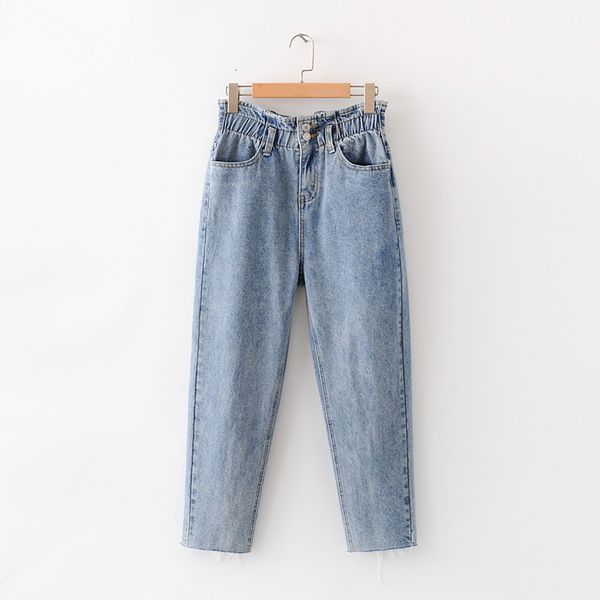 jeans f6057 - women's spring and autumn 2021 elastic waist two button rough edge, Blue
jeans f6057 - women's spring and autumn 2021 elastic waist two button rough edge, Blue