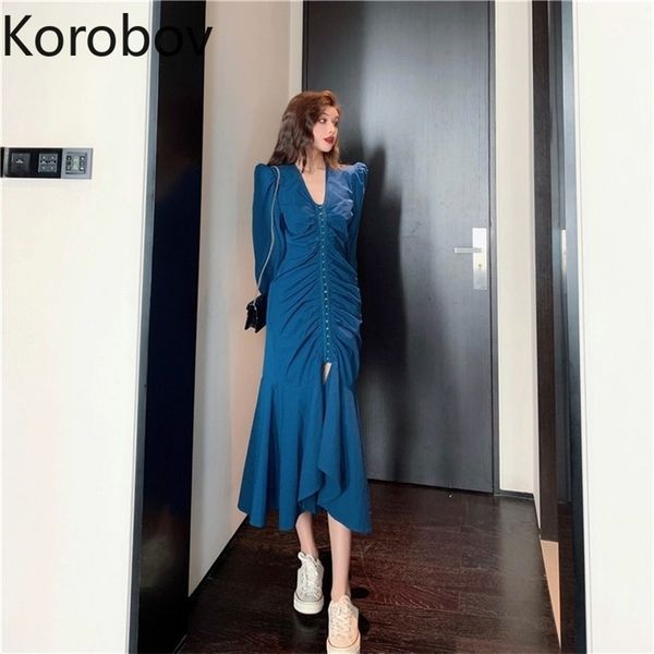 korobov fashion new women solid dress vintage elegant long sleeve v neck mermaid dresses chic single breasted vestidos 210430, Black;gray
korobov fashion new women solid dress vintage elegant long sleeve v neck mermaid dresses chic single breasted vestidos 210430, Black;gray