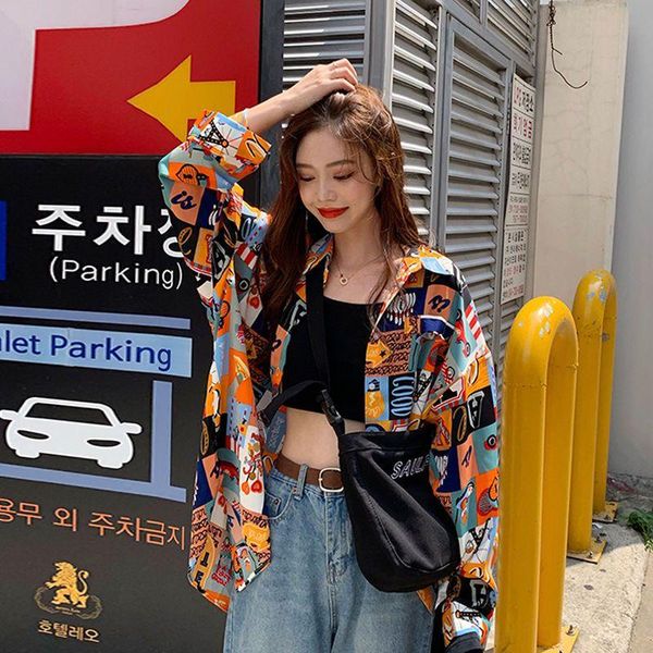 women's blouses & shirts 2021 spring and summer hong kong style printed shirt women collar loose long sleeved fashion cool top, White
women's blouses & shirts 2021 spring and summer hong kong style printed shirt women collar loose long sleeved fashion cool top, White