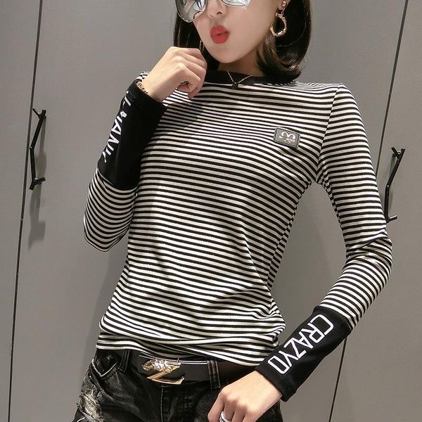 korean striped letter patchwork spring womens t shirts summer long sleeve clothes camiseta mujer cap black white t97105
korean striped letter patchwork spring womens t shirts summer long sleeve clothes camiseta mujer cap black white t97105