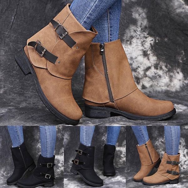 boots retro wild -increased motorcycle women leather square heel zipper solid color short booties round toe shoes, Black
boots retro wild -increased motorcycle women leather square heel zipper solid color short booties round toe shoes, Black