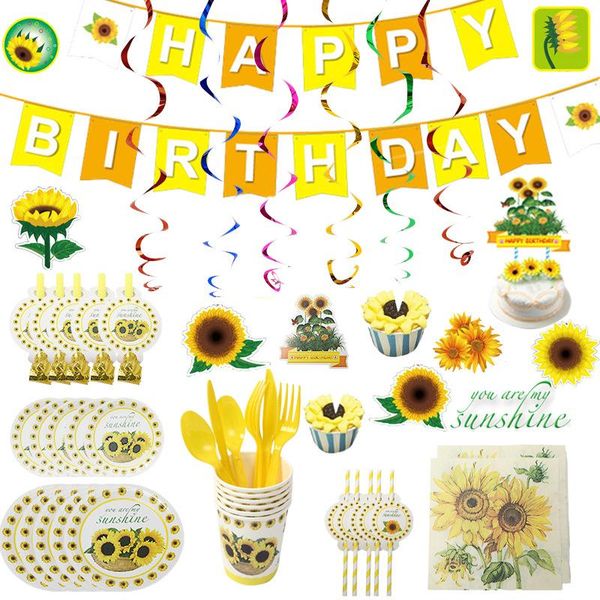 sunflower theme birthday party tableware pull flag decoration supplies children's paper plates cups
sunflower theme birthday party tableware pull flag decoration supplies children's paper plates cups