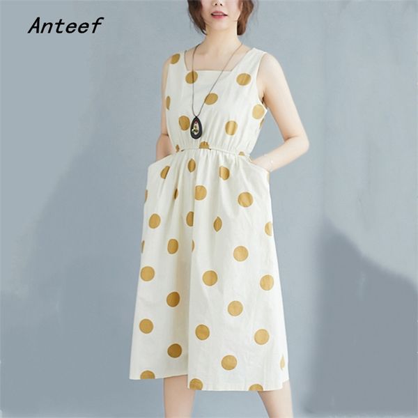 sleeveless plus size vintage polka dot dresses for women casual loose midi woman summer dress elegant clothes sundress 210517, Black;gray
sleeveless plus size vintage polka dot dresses for women casual loose midi woman summer dress elegant clothes sundress 210517, Black;gray