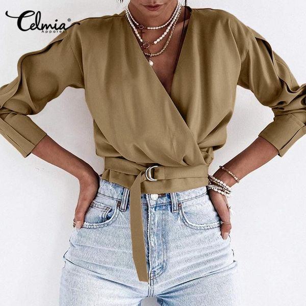 women's blouses & shirts celmia women v neck stylish summer 2021 long sleeve cross lace up tunic casual solid elegant office b, White
women's blouses & shirts celmia women v neck stylish summer 2021 long sleeve cross lace up tunic casual solid elegant office b, White