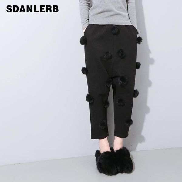 women's pants & capris spring 2021 three-dimensional fur ball baggy loose slimming skinny woolen cropped harem for women, Black;white
women's pants & capris spring 2021 three-dimensional fur ball baggy loose slimming skinny woolen cropped harem for women, Black;white