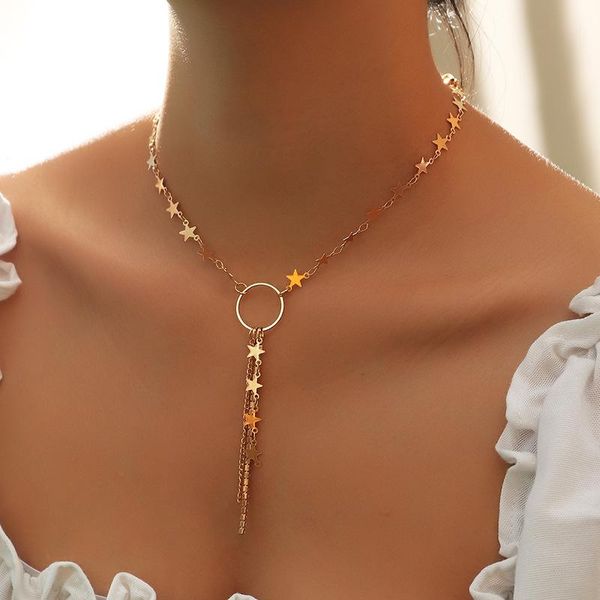 chain necklace women's neck temperament stars with drill tassel manual sen department choker collarbone pendant necklaces, Silver
chain necklace women's neck temperament stars with drill tassel manual sen department choker collarbone pendant necklaces, Silver