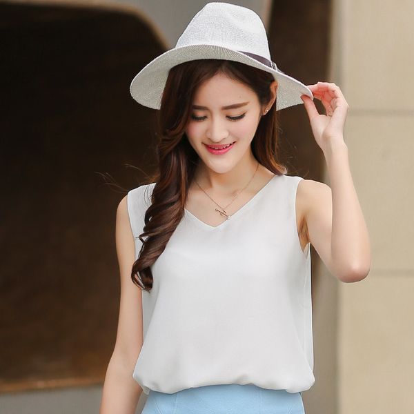 korean women woman chiffon blouses v-neck plus size casual sleeveless blouse shirts ladies white 210427
korean women woman chiffon blouses v-neck plus size casual sleeveless blouse shirts ladies white 210427