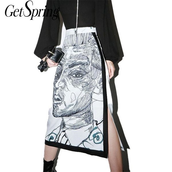 getspring women skirt split print character high waist long skirts color matching vintage all macth print skirts women 210412, Black
getspring women skirt split print character high waist long skirts color matching vintage all macth print skirts women 210412, Black