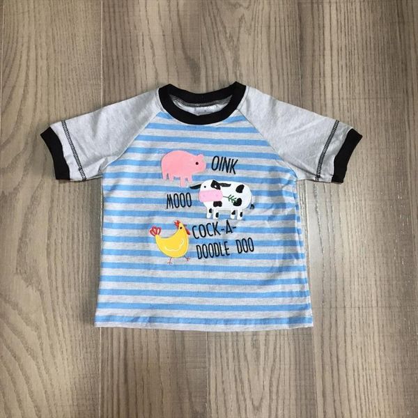 Baby Boys Summer Clothes Farm T Shirts Kids Stripe Blue Top Pig Milk Cow Chook Print Shirt
Baby Boys Summer Clothes Farm T Shirts Kids Stripe Blue Top Pig Milk Cow Chook Print Shirt
