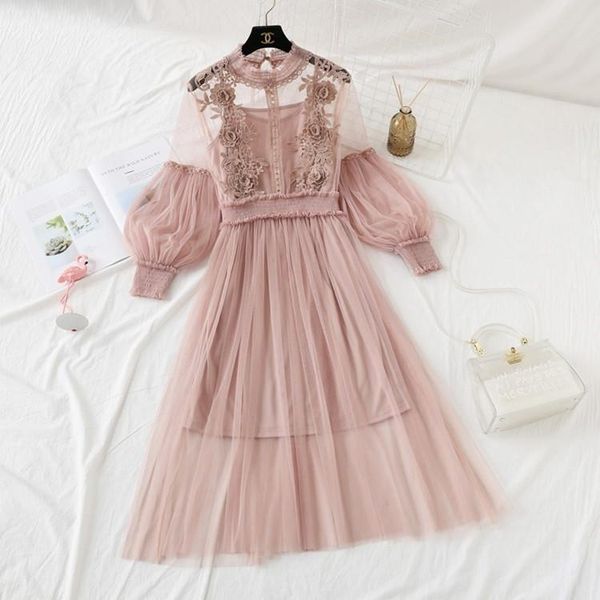 casual dresses mechcitiz floral embroidery party dress women lantern sleeve lace mesh sweet long, Black;gray
casual dresses mechcitiz floral embroidery party dress women lantern sleeve lace mesh sweet long, Black;gray
