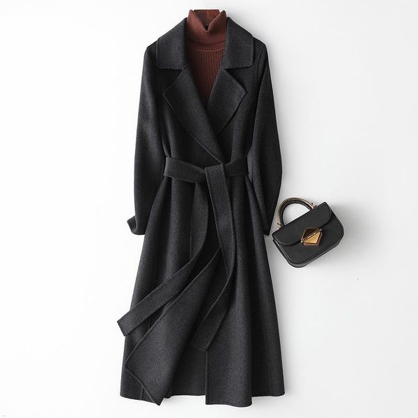 women's wool & blends long solid casual office lady high-end jacket 2021 fashion autumn winter women bathrobe double-sided coat, Black
women's wool & blends long solid casual office lady high-end jacket 2021 fashion autumn winter women bathrobe double-sided coat, Black