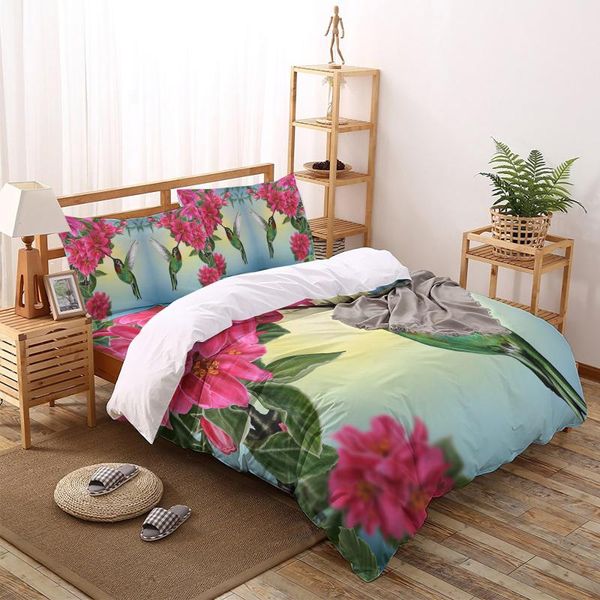 bedding sets flower hummingbird set for bedroom soft bedspreads bed home duvet cover quilt pillowcase