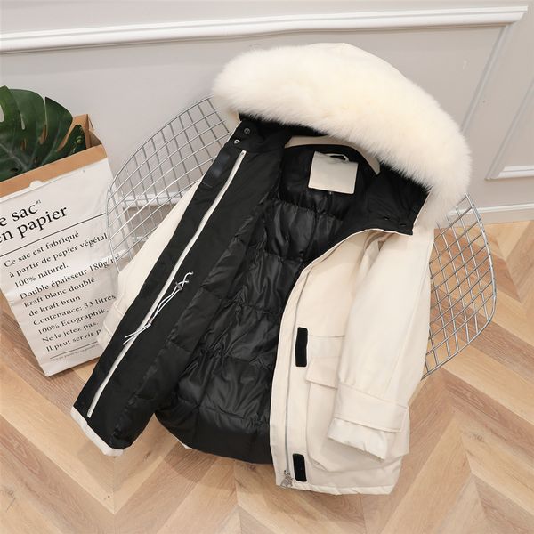 fashion oversize hooded chic coat winter casual loose big pocket white duck down jacket women medium long fur collar 210520, Black
fashion oversize hooded chic coat winter casual loose big pocket white duck down jacket women medium long fur collar 210520, Black