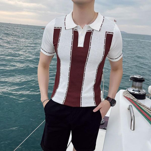 men's polos holiday style summer short sleeve shirts men clothing 2021 fashion patchwork color slim fit casual knitted tees, White;black
men's polos holiday style summer short sleeve shirts men clothing 2021 fashion patchwork color slim fit casual knitted tees, White;black