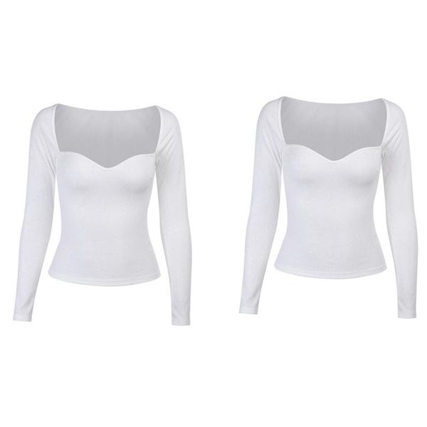 women's t-shirt 2pcs slim square collar long sleeve chest female white, size & l
women's t-shirt 2pcs slim square collar long sleeve chest female white, size & l