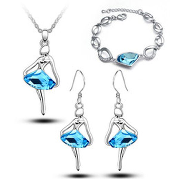 18k white gold plated ballet dancing girl figure crystal necklace earrings bracelet jewelry set for women sapphire wedding jewelry 3pcs/set, Black
18k white gold plated ballet dancing girl figure crystal necklace earrings bracelet jewelry set for women sapphire wedding jewelry 3pcs/set, Black