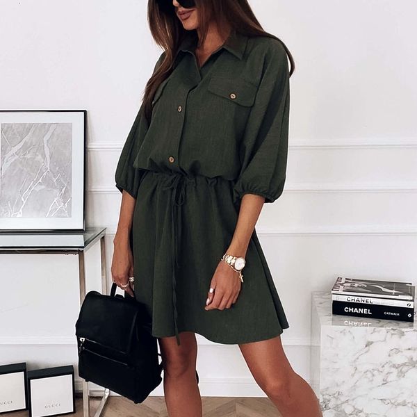 casual dresses high waist elastic woman spring half sleeve turn down collar pocket es solid color office female vestidos y1fc, Black;gray
casual dresses high waist elastic woman spring half sleeve turn down collar pocket es solid color office female vestidos y1fc, Black;gray
