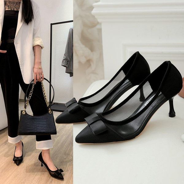 bowknot hollow breathable mesh pointed toe shoes women's fall 2021 stiletto high heels sandals, Black
bowknot hollow breathable mesh pointed toe shoes women's fall 2021 stiletto high heels sandals, Black