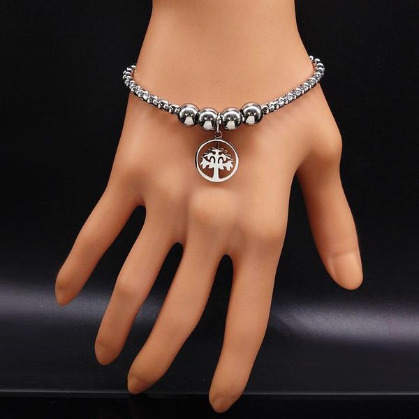 link, chain tree of life stainless steel bracelet women silver color jewelry pulseras acero bb1108d, Black
link, chain tree of life stainless steel bracelet women silver color jewelry pulseras acero bb1108d, Black