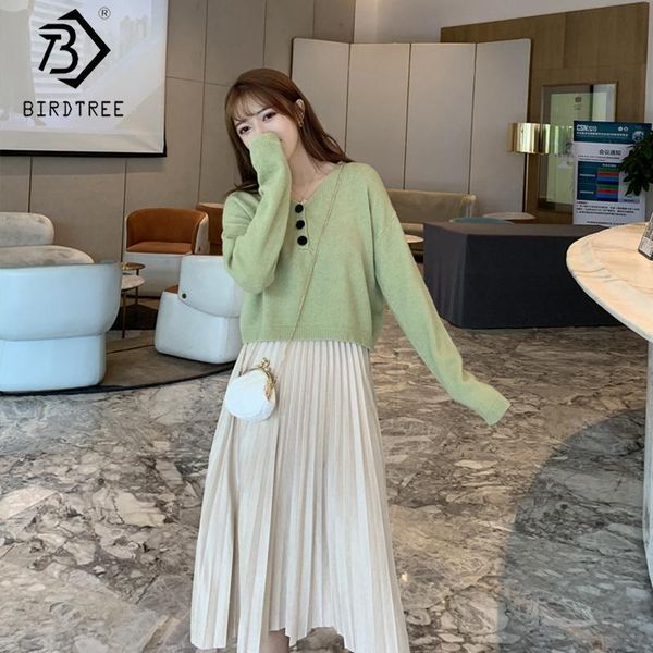 two piece dress 2021 spring women's sweet suits pieces set single-breasted v-neck basic knitting and pleated skirt s9d303k, White
two piece dress 2021 spring women's sweet suits pieces set single-breasted v-neck basic knitting and pleated skirt s9d303k, White